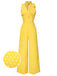 [Pre-Sale] Yellow 1960s Polka Dot Deep V-Neck Bow Jumpsuit