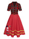 [Pre-Sale] Red 1950s Christmas Plaid Snowman Lapel Dress