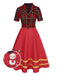 [Pre-Sale] Red 1950s Christmas Plaid Snowman Lapel Dress