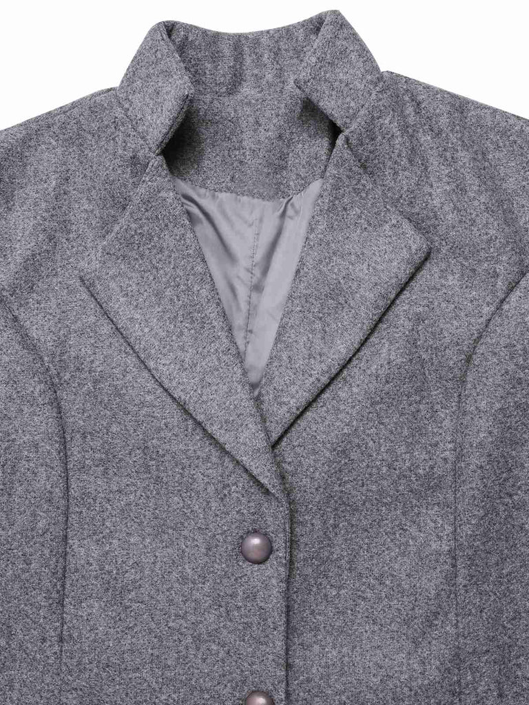 1960s Solid Stand Collar Lapel Coat