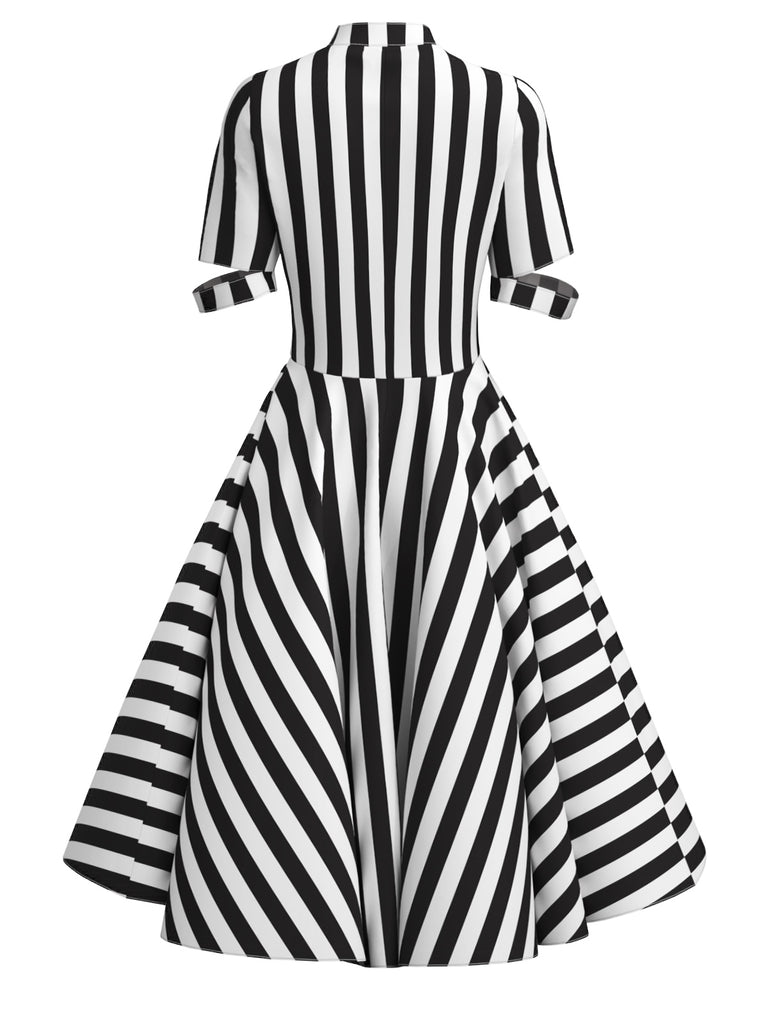 [Pre-Sale] 1950s Halloween Striped Hollow Collar Dress