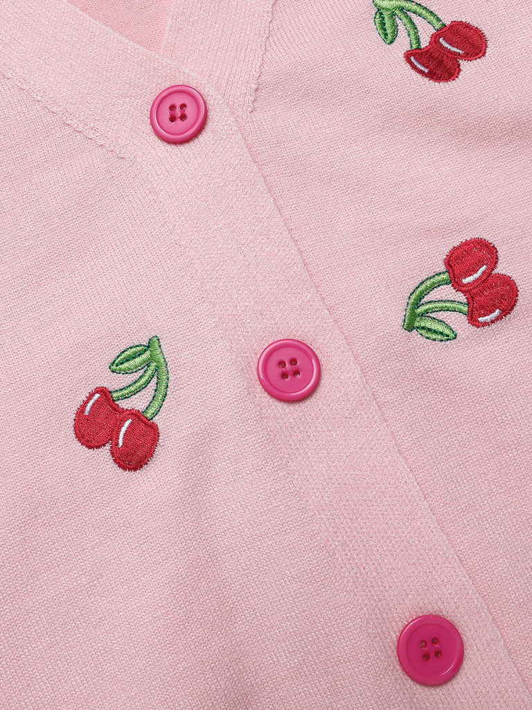 1960s Cherry Embroidered Knitted Cardigan