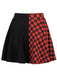 1970s Checks Plaid Ruched Patchwork Skirt