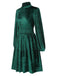 1940s Solid Stand Collar Velvet Dress