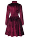 1940s Solid Stand Collar Velvet Dress