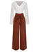 2PCS 1930s V-Neck Top & Wide Leg Lounge Pants