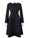 Black 1950s Color Block Moderate Dress