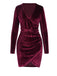 Wine Red 1960s Solid V-Neck Wrap Dress