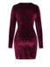 Wine Red 1960s Solid V-Neck Wrap Dress