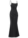 Black 1920s Glitter Floor-Length Straps Dress