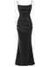 Black 1920s Glitter Floor-Length Straps Dress