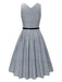 [Pre-Sale] Light Grey 1940s Deep V-Neck Glen Plaid Dress