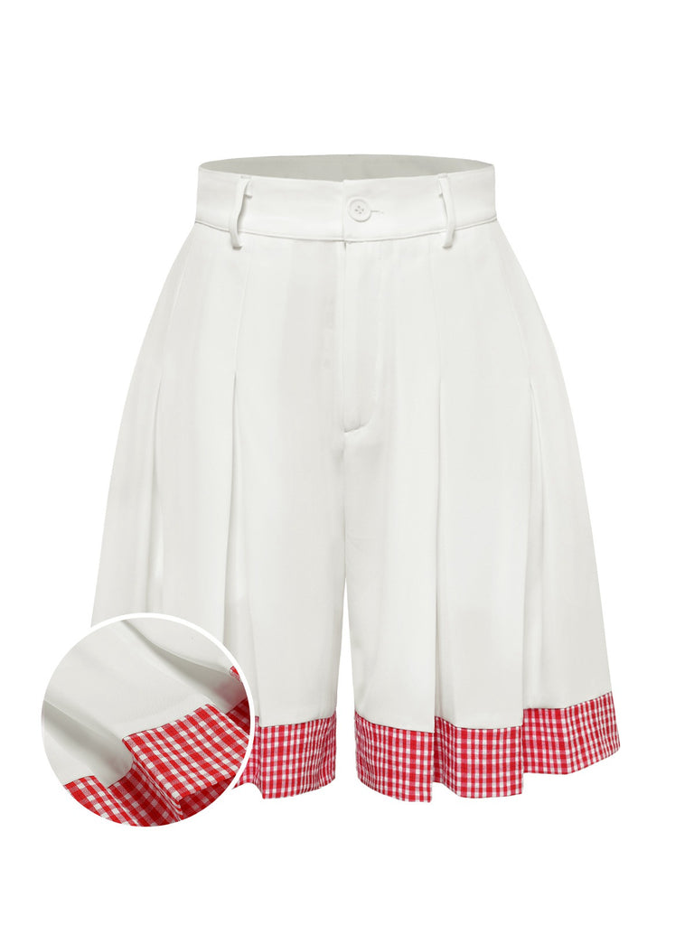 [Pre-Sale] Red&White 1930s Plaid Pleated Shorts