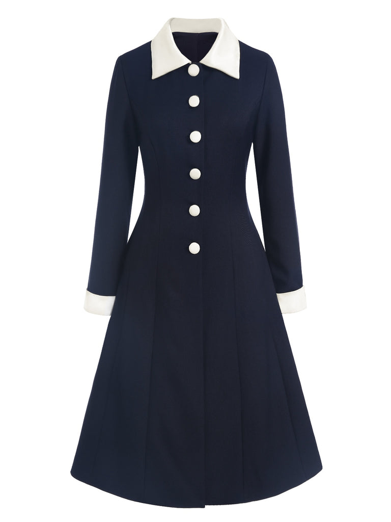 [Pre-Sale] Blue 1950s Lapel Pleated Button Coat