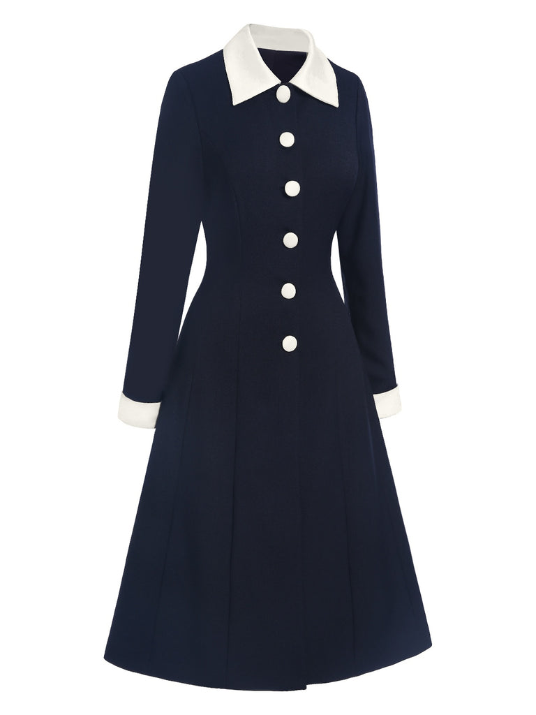 [Pre-Sale] Blue 1950s Lapel Pleated Button Coat