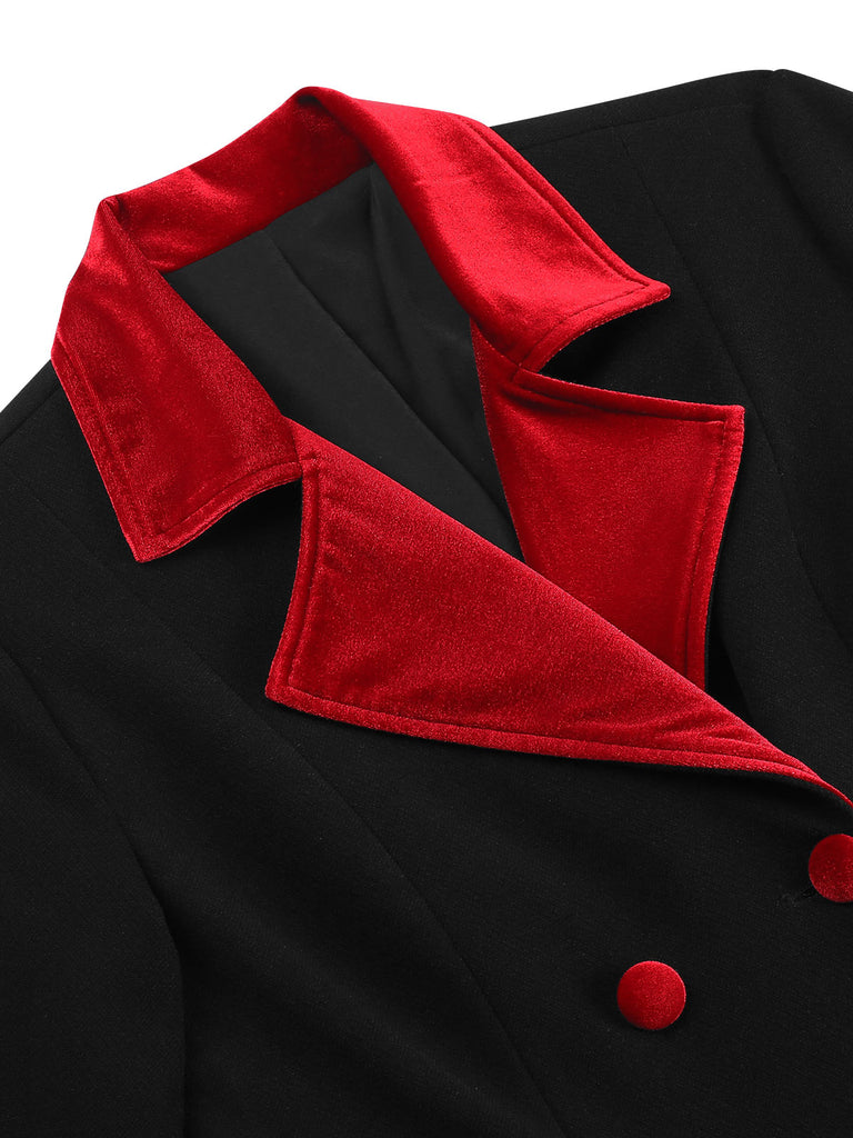 [Pre-Sale] Black&Red 1940s Lapel A-line Coat