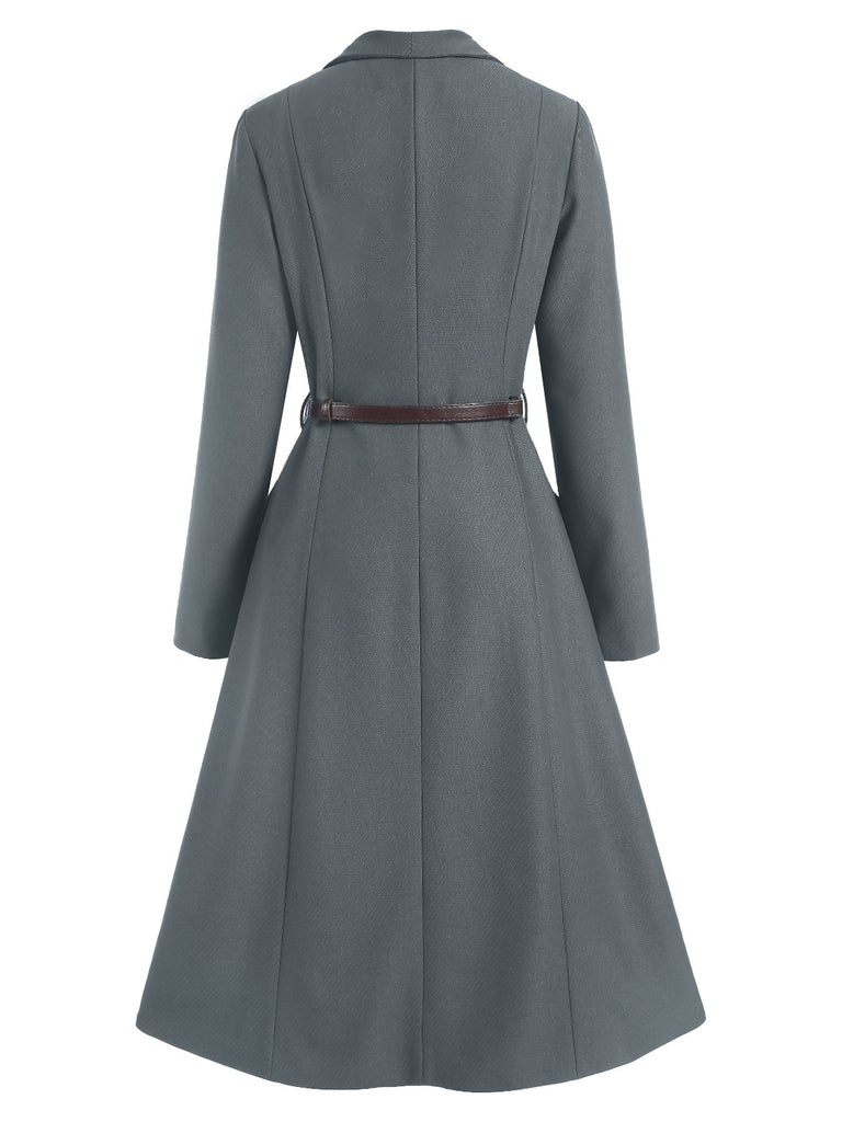 [Pre-Sale] Dark Gray 1950s Solid Belt Vintage Coat