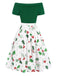 [Pre-Sale] Green 1950s Off-Shoulder Christmas Patchwork Dress