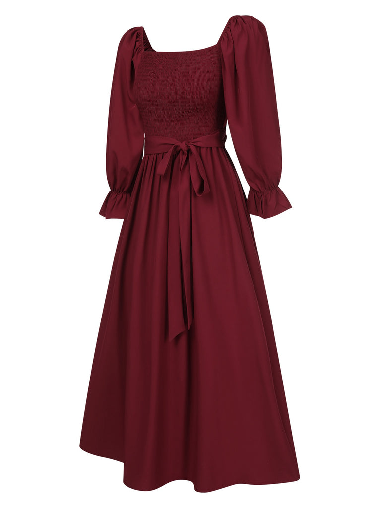 1940s Ruffle Wrap Reversible Puff Sleeve Dress