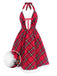 [Pre-Sale] Red 1950s Scottish Plaid Plush Halter Dress