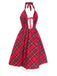 [Pre-Sale] Red 1950s Scottish Plaid Plush Halter Dress