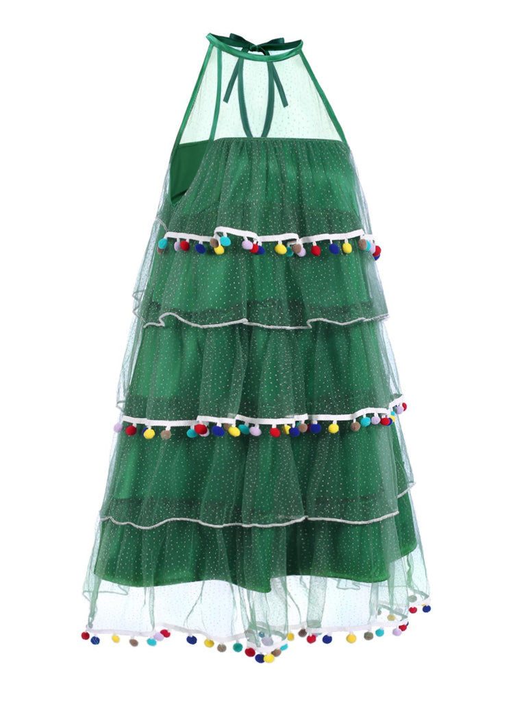 [Pre-Sale] Green 1960s Pom-Pom Christmas Tree Dress