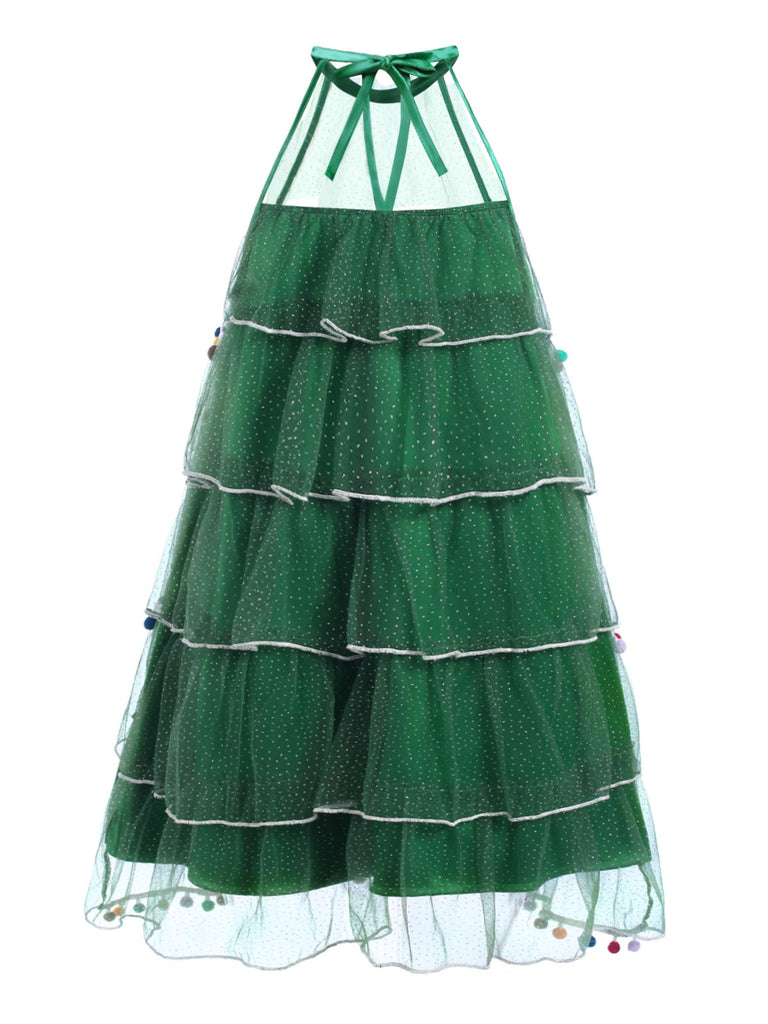 [Pre-Sale] Green 1960s Pom-Pom Christmas Tree Dress