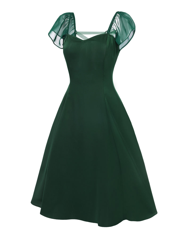 [Pre-Sale] Green 1950s Raglan Sleeve Tie-Back Dress