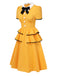 [Pre-Sale] Yellow 1950s Lapel Bow Tie Layered Ruffle Dress