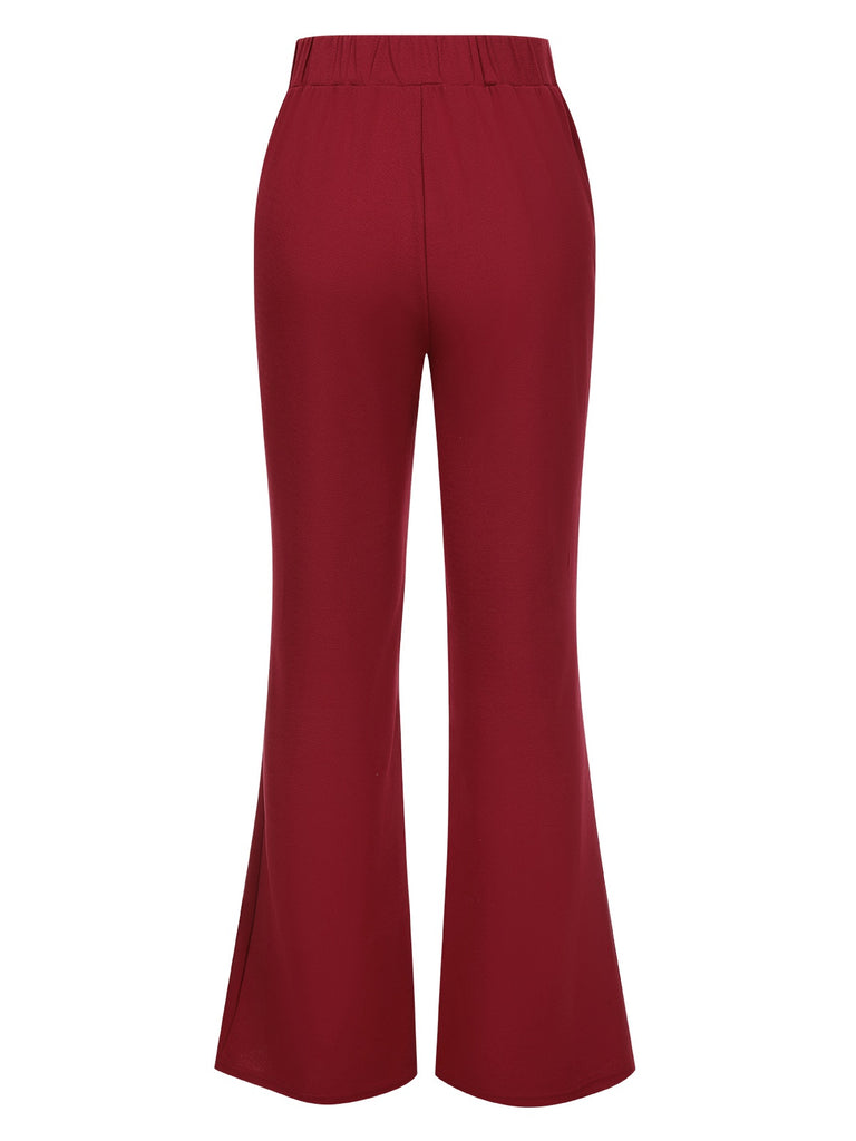 1950s Solid Center Seam Buttoned Flared Pants