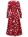 1940s Vintage Polka Dots Long Sleeve Slit Dress