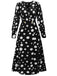 1940s Vintage Polka Dots Long Sleeve Slit Dress