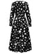 1940s Vintage Polka Dots Long Sleeve Slit Dress