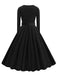 1950s Solid Velvet V-Neck Swing Dress