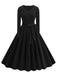 1950s Solid Velvet V-Neck Swing Dress