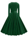 1950s Solid Velvet V-Neck Swing Dress