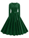 1950s Solid Velvet V-Neck Swing Dress