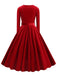 1950s Solid Velvet V-Neck Swing Dress