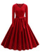 1950s Solid Velvet V-Neck Swing Dress