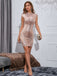 Beige 1920s Stand Collar Sequined Bodycon Dress