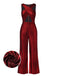 [Pre-Sale] Red 1960s Solid Cross Halter Neck Jumpsuit