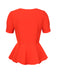 [Pre-Sale] Orange Red 1960s V-Neck Rose Button Top