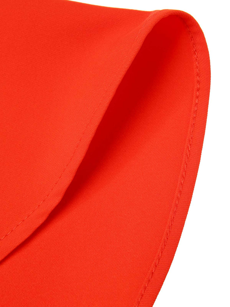 [Pre-Sale] Orange Red 1960s V-Neck Rose Button Top