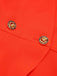 [Pre-Sale] 2PCS Orange Red 1960s V-Neck Rose Button & Solid Skirt