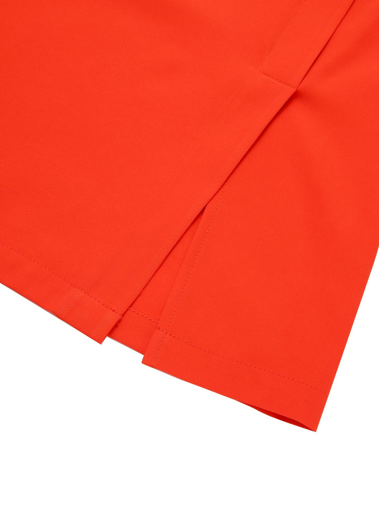 [Pre-Sale] Orange Red 1960s Button Solid Skirt