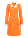 [Pre-Sale] Orange 1960s Patchwork Buttoned Lapel Dress