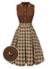 [Pre-Sale] Brown 1950s Plaids Lapel Patchwork Dress