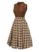 [Pre-Sale] Brown 1950s Plaids Lapel Patchwork Dress