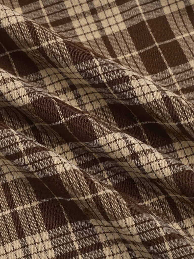 [Pre-Sale] Brown 1950s Plaids Lapel Patchwork Dress