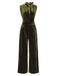 [Pre-Sale] Green 1940s Tie Neck Velvet Jumpsuit